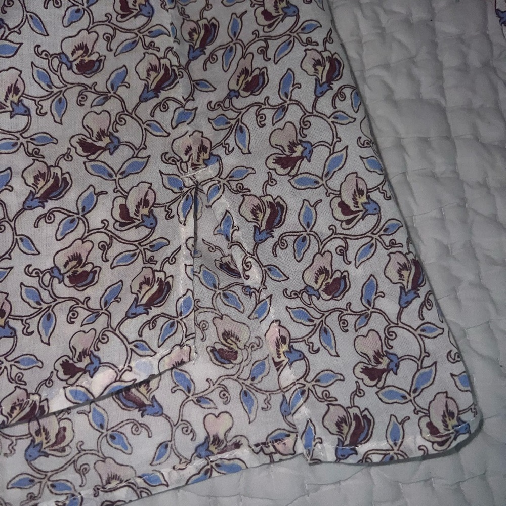 ME+EM Cotton Voile Sweet Pea Floral Printed Blouse White Crochet Trim US 10 NWOT - Picture 10 of 12